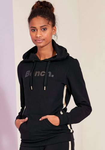 Bench. Hoodie met glitter strepen en glitter logoprint