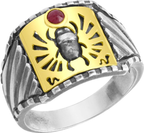 Firetti Zilveren ring Skarabee met robijn