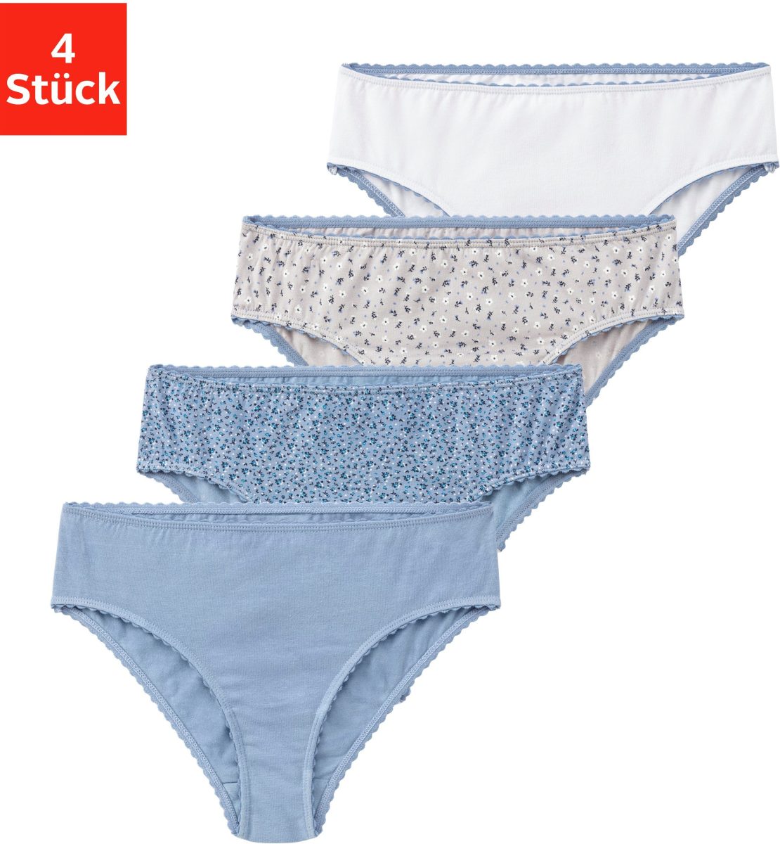 Vivance Slip Millefleursdessin + uni in set (set, 4 stuks)