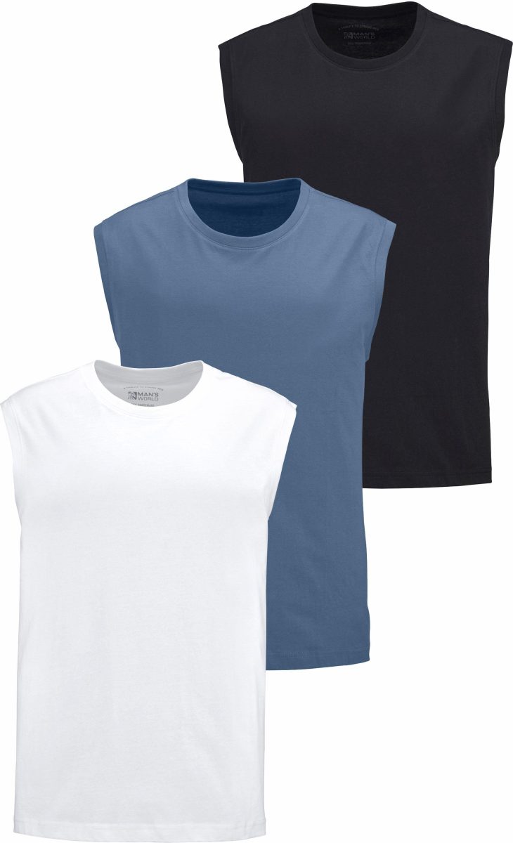 Man's World Muscle-shirt van puur katoen (set, 3-delig, Set van 3)