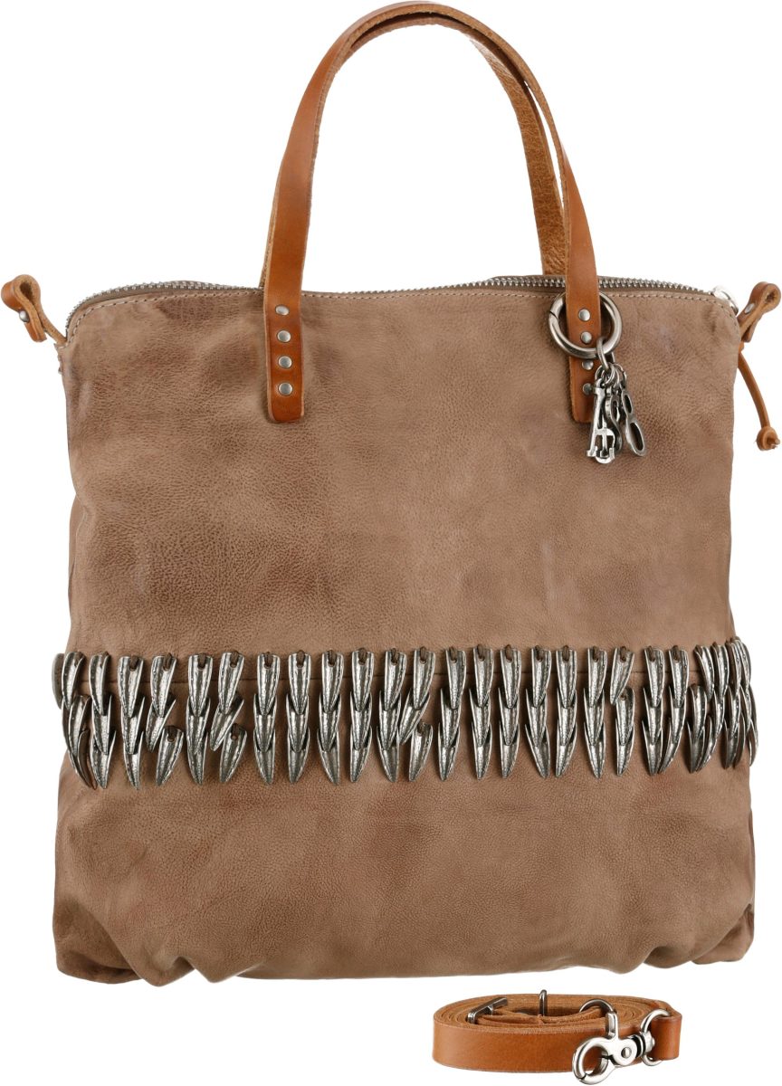 A.s.98 Shopper van leer met mooie studsgarnering