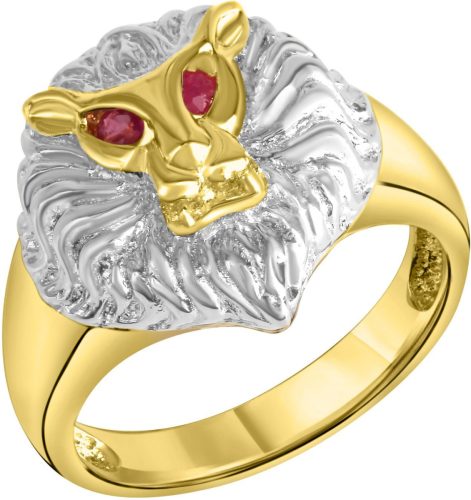 Firetti Zilveren ring Leeuw met robijn