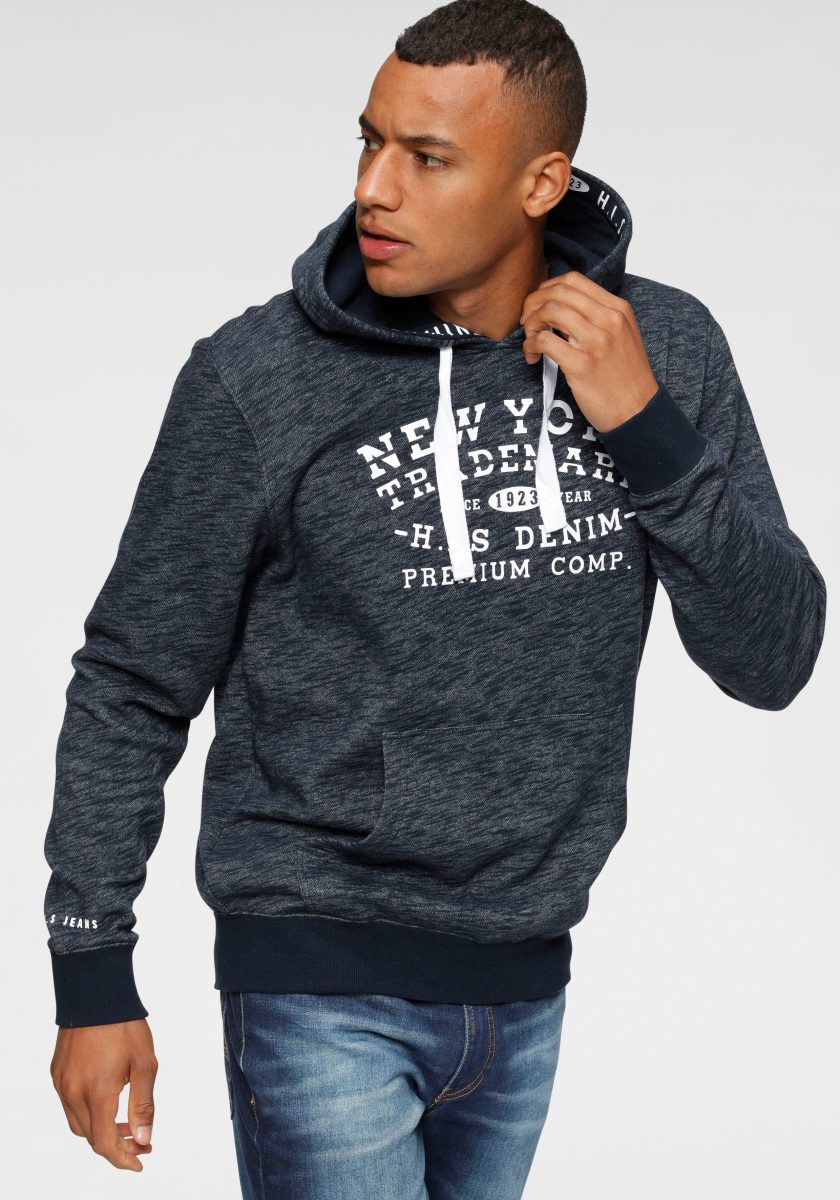 H.I.S Hoodie met gedessineerde tape bij de capuchon