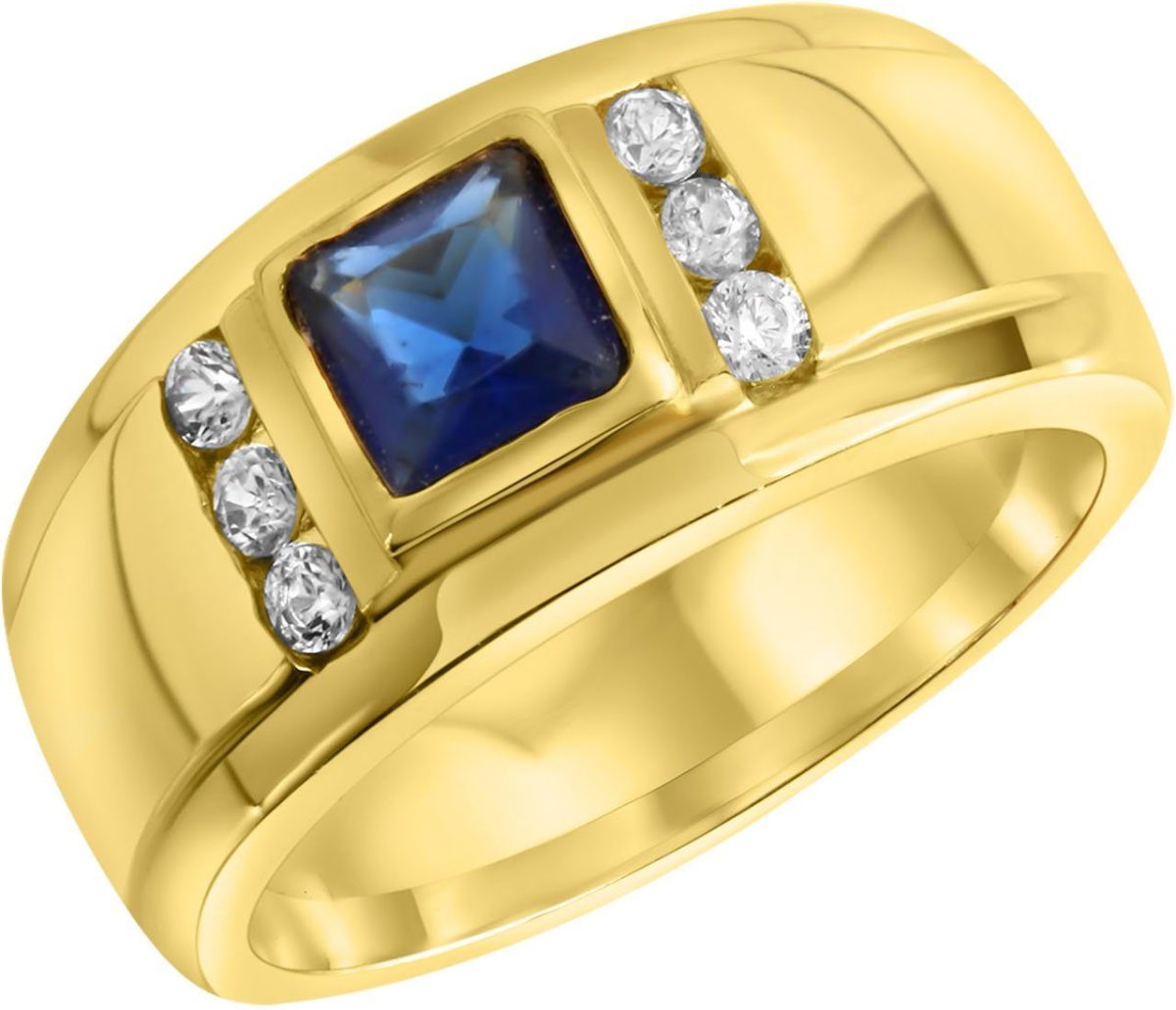 Firetti Ring met zirkoontjes en centrale glassteen