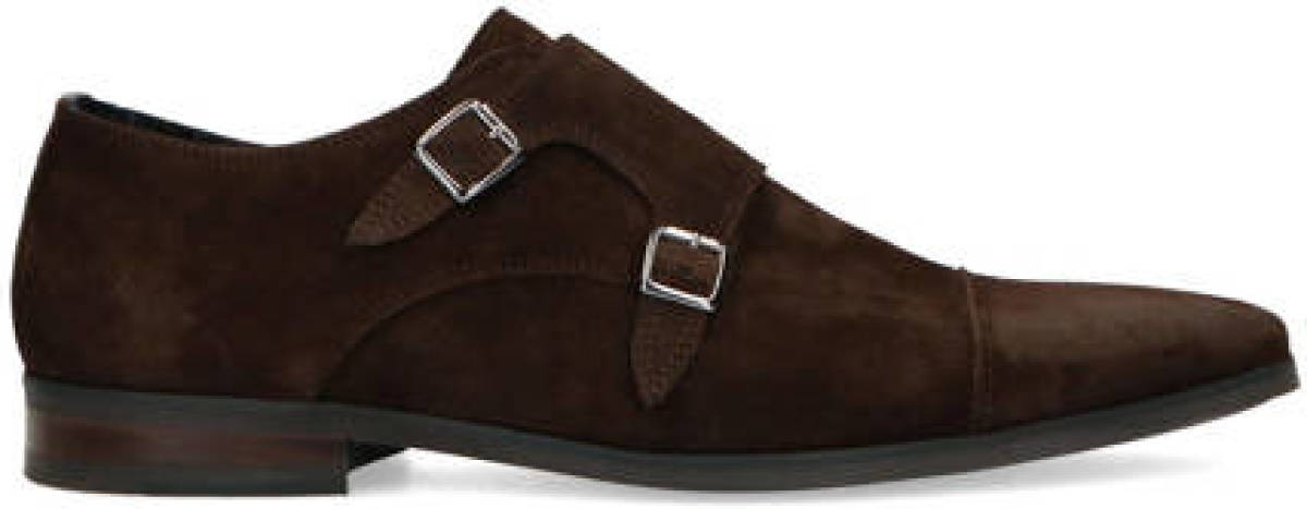 Manfield suède gespschoenen donkerbruin