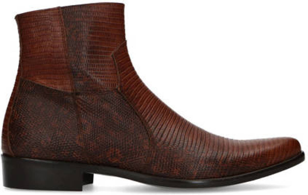 Sacha leren cowboylaarzen met slangenprint bruin