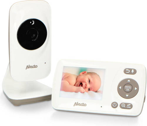 Alecto DVM-71 babyfoon met camera en 2.4' kleurenscherm, wit/taupe