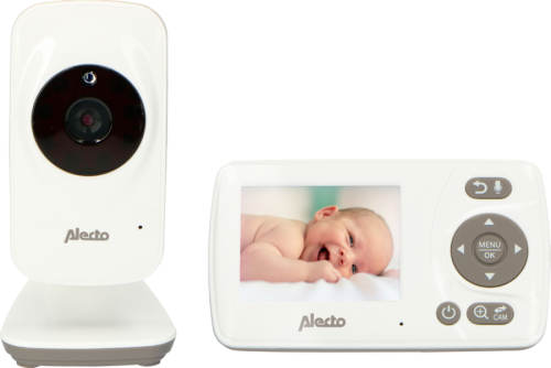 Alecto DVM-71 babyfoon met camera en 2.4' kleurenscherm, wit/taupe