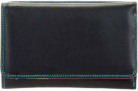 Mywalit Ladies Medium Tri-Fold Wallet Outer Zip Purse zwart