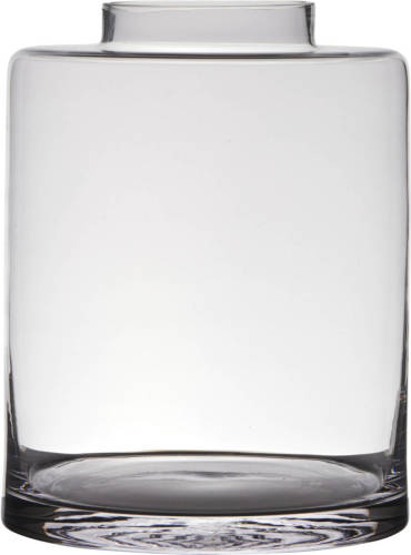 Bellatio Decorations Transparante Luxe Stijlvolle Vaas/vazen Van Glas 30 X 23 Cm - Bloemen/boeketten Vaas Voor Binnen Gebruik