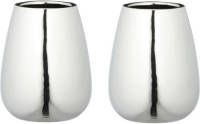 Merkloos Set Van 2x Stuks Zilveren Ronde Bloemenvazen Keramiek 16 X 13 Cm - Zilver - Vazen/vaas - Boeketvazen