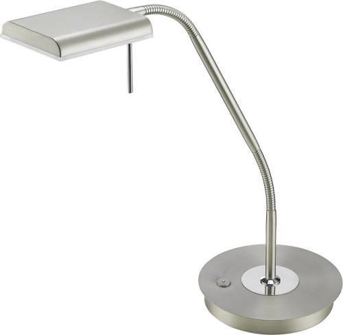 BES LED Led Tafellamp - Trion Bernaro - 12w - Warm Wit 3000k - Dimbaar - Rond - Mat Nikkel - Aluminium