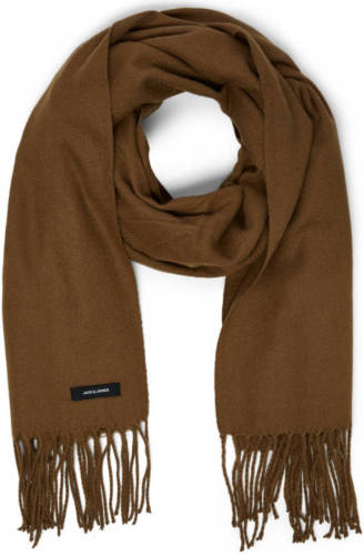 Jack & Jones sjaal met franjes cognac