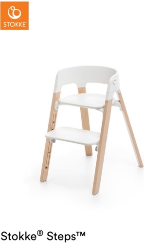 Stokke ® Steps™ Stoel - Beech Wood - White Seat/Natural Legs