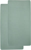 Meyco katoenen hoeslaken ledikant 60x120 cm (set van 2) Stone green