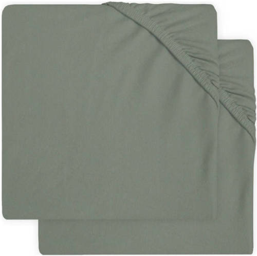 Jollein katoenen jersey ledikant hoeslaken 60x120cm - set van 2 Ash green Groen