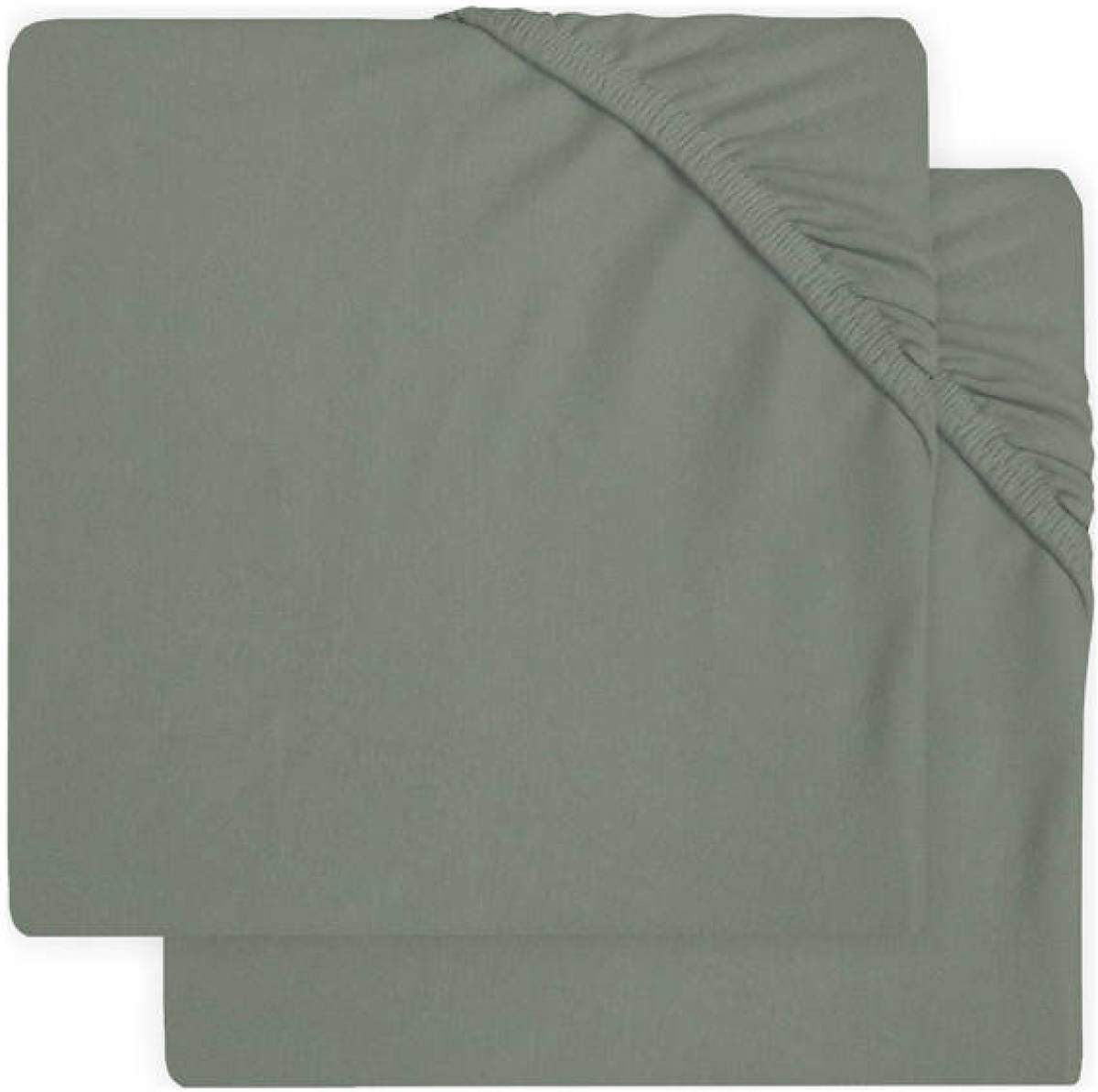 Jollein katoenen jersey ledikant hoeslaken 60x120cm - set van 2 Ash green Groen
