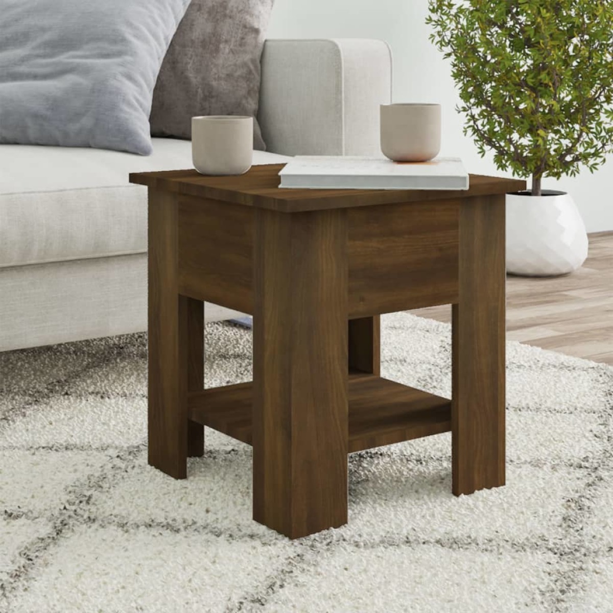 VidaXL Salontafel 40x40x42 cm bewerkt hout bruineikenkleurig