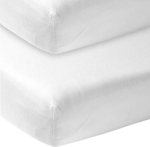 Meyco katoenen jersey hoeslaken co-sleeper 50x90 cm (set van 2) wit Wit
