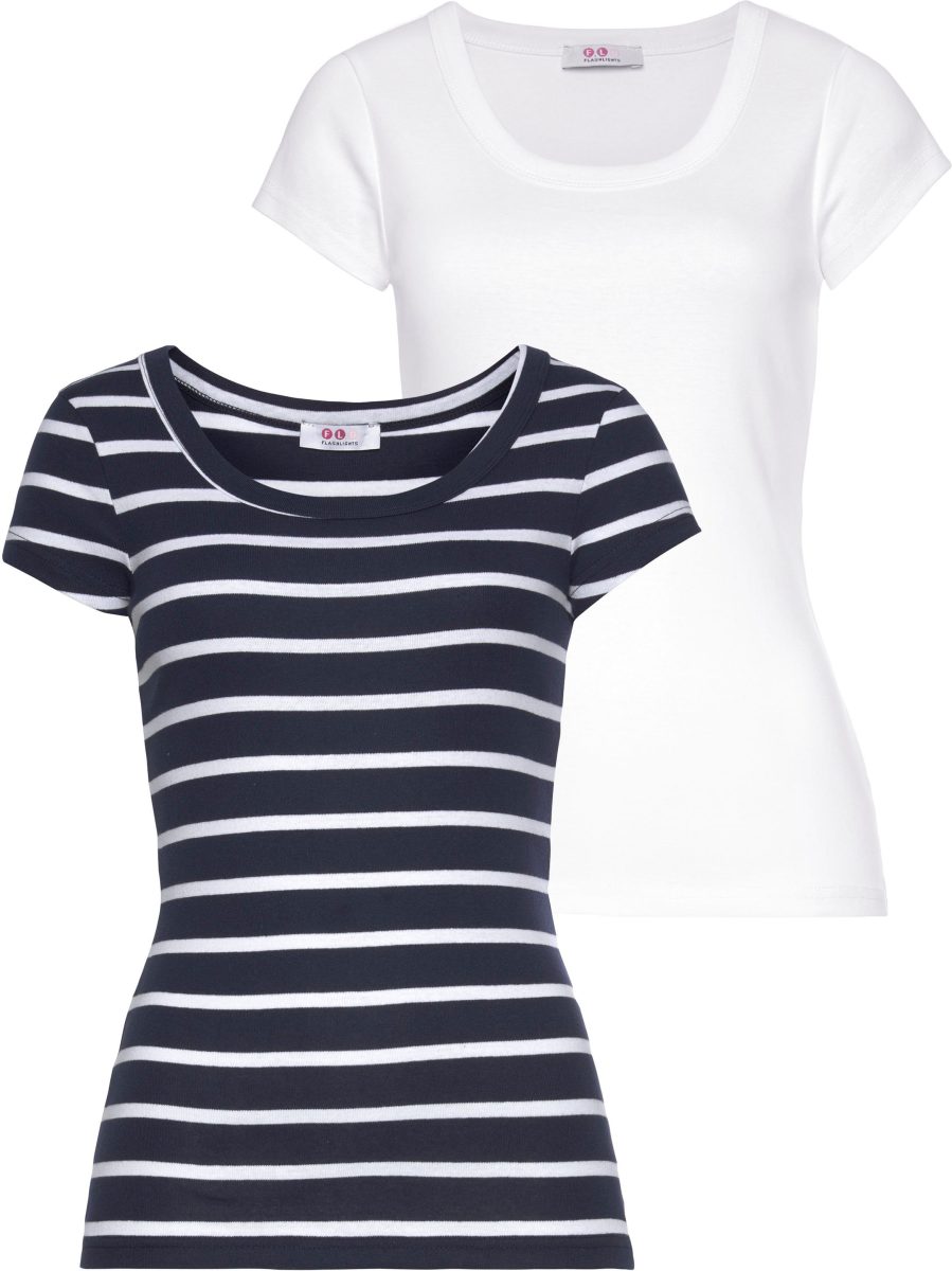 Flashlights T-shirt met strepen (set, Set van 2)