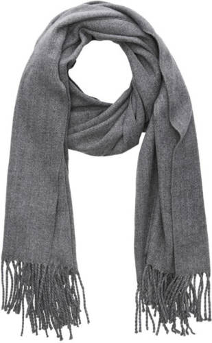 Jack & Jones sjaal met franjes grijs