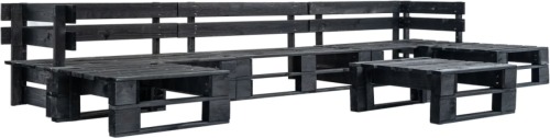 VidaXL 6-delige Loungeset pallet hout zwart