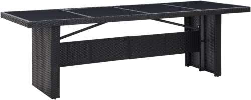 VidaXL Tuintafel 240x90x74 cm poly rattan en glas zwart