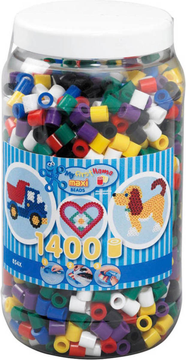 Hama strijkkralen Maxi in Pot - Mix Standaard (00), 1400 strijkkralen