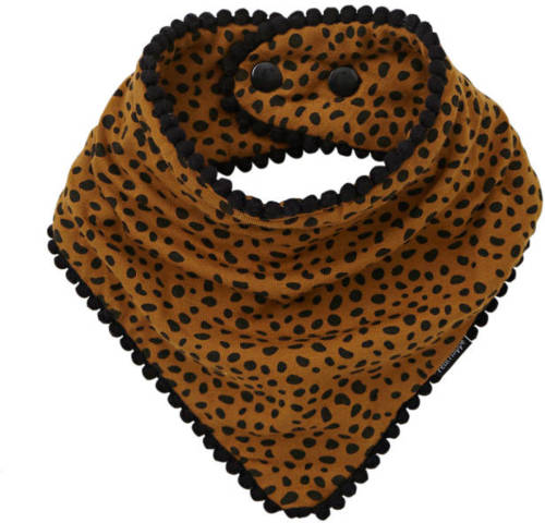 Petit Filippe Pom Pom Bandana Bib cheetah brique/zwart