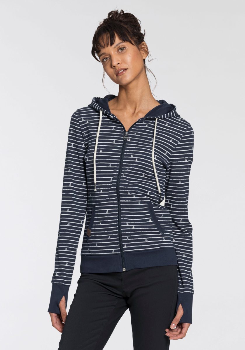 Kangaroos Capuchonsweatvest met maritieme print all-over van strepen en minimalistische schepen