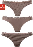 Lascana String met fijne kant (3 stuks)