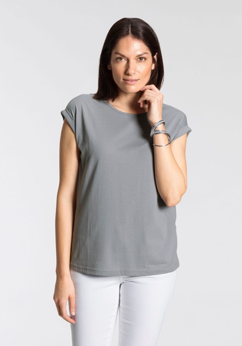 Boysen's T-shirt met verlaagde schoudernaden & kleine mouwomslagen