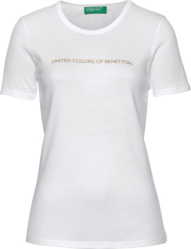 United Colors of Benetton T-shirt met glinsterende merken-print voor