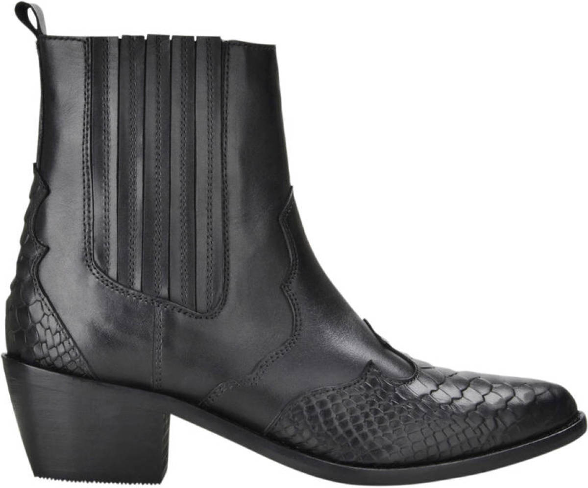 Ps poelman Tartor leren cowboylaarzen met slangenprint zwart