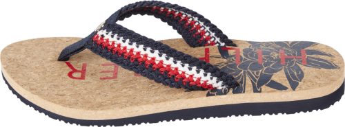 Tommy hilfiger Teenslippers TH CORK FOOTBED BEACH SANDAL met bloemenprint op de binnenzool