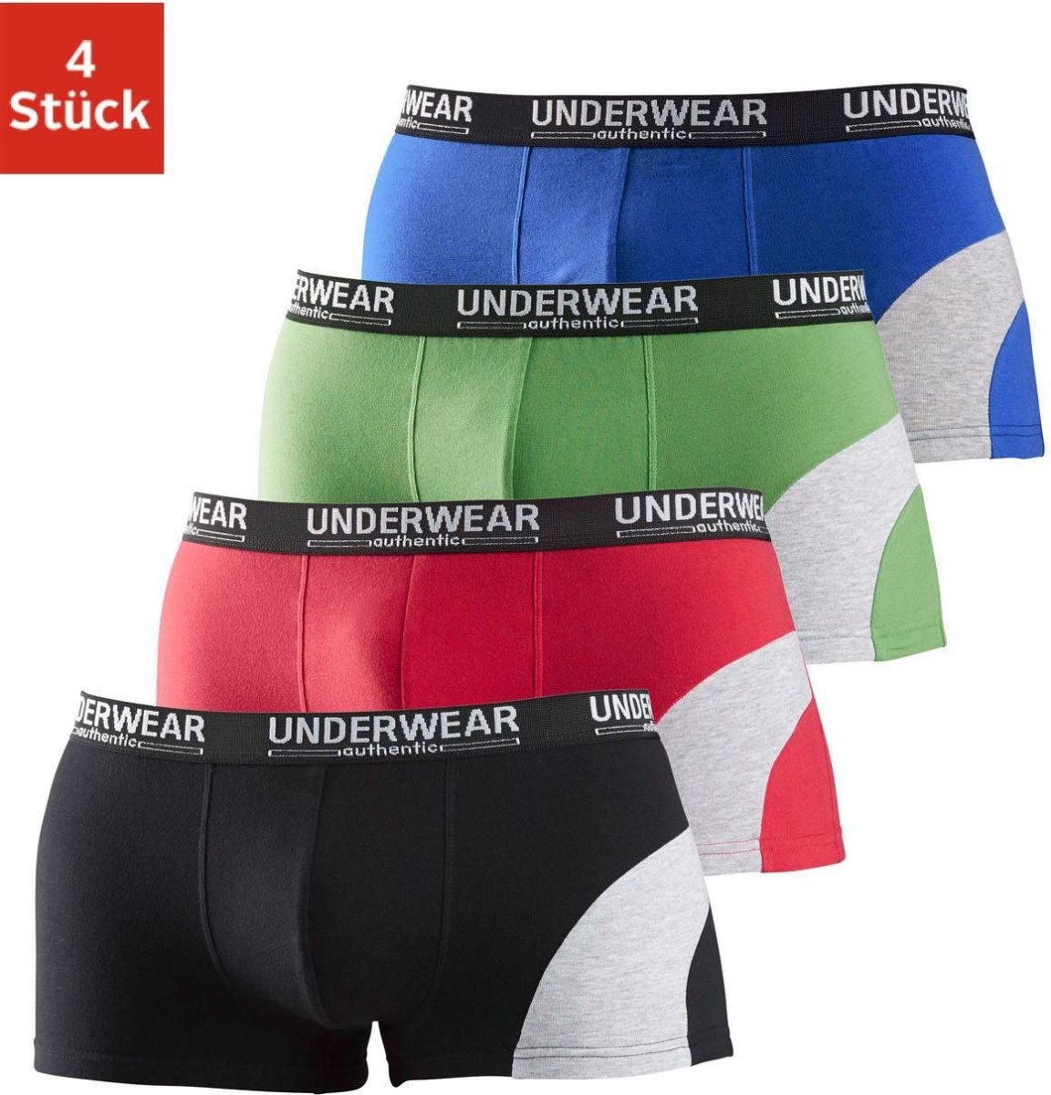AUTHENTIC UNDERWEAR Hipster met een contrastkleurige inzet (4 stuks)