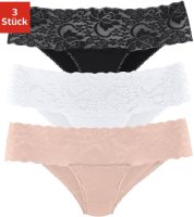 vivance active Brasil-slip met brede kanten boordjes (3 stuks)