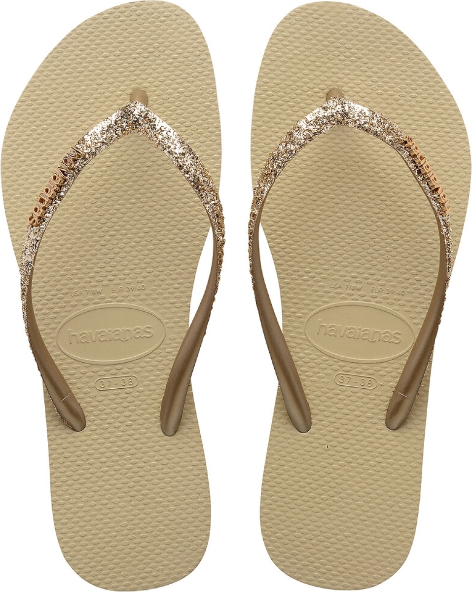 Havaianas teenslippers met glitters beige