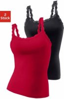 Lascana Hemd met fijne kant (Set van 2)