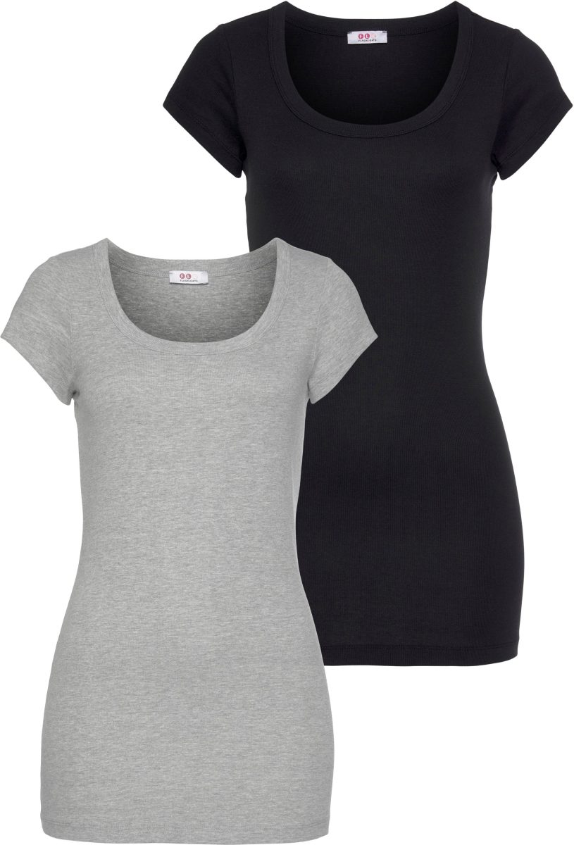 Flashlights T-shirt in een lang model (set, Set van 2)
