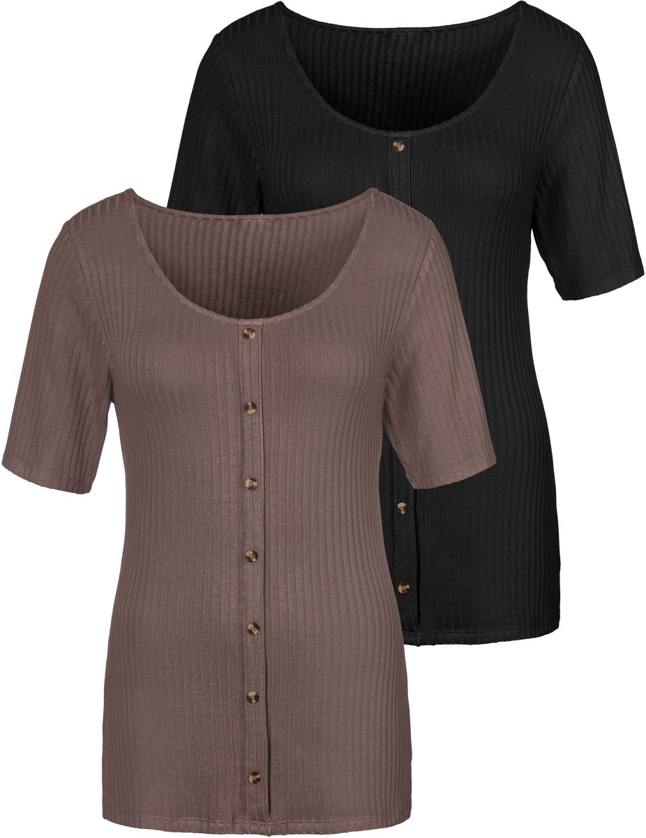 Vivance T-shirt Van hoogwaardig ribmateriaal (Set van 2)