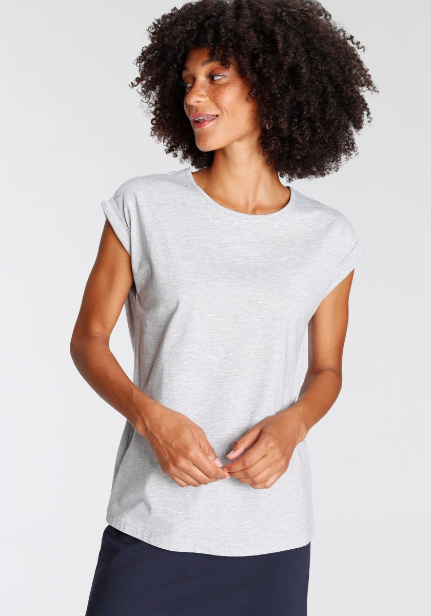 Flashlights T-shirt met verlaagde schoudernaden & kleine mouwomslagen (Set van 2)