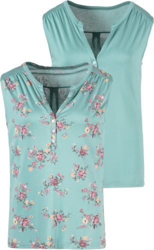 Lascana Tanktop in modieuze blouse-look (Set van 2)