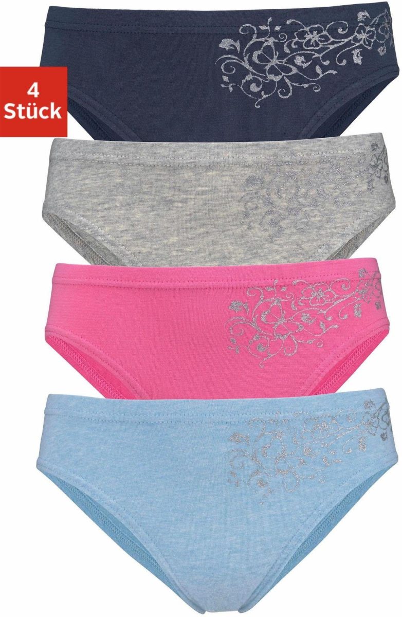 PETITE FLEUR Slip mooie basic voor elke dag, met gebloemde glitterprint (4 stuks)