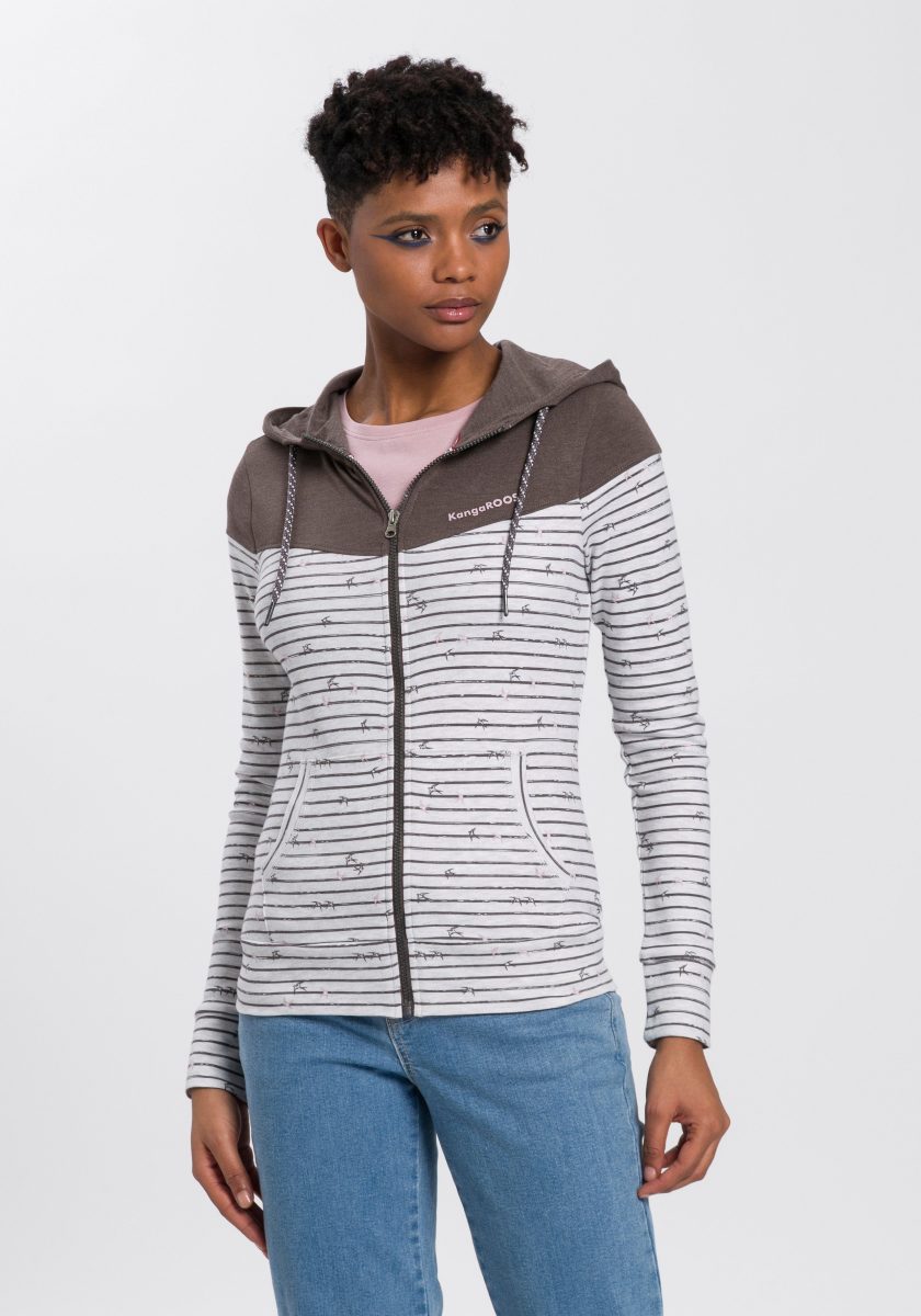 Kangaroos Capuchonsweatvest met colourblocking in uni-print all-over-mix
