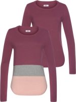 Flashlights Trui met ronde hals In uni en colourblocking (set, Set van 2)