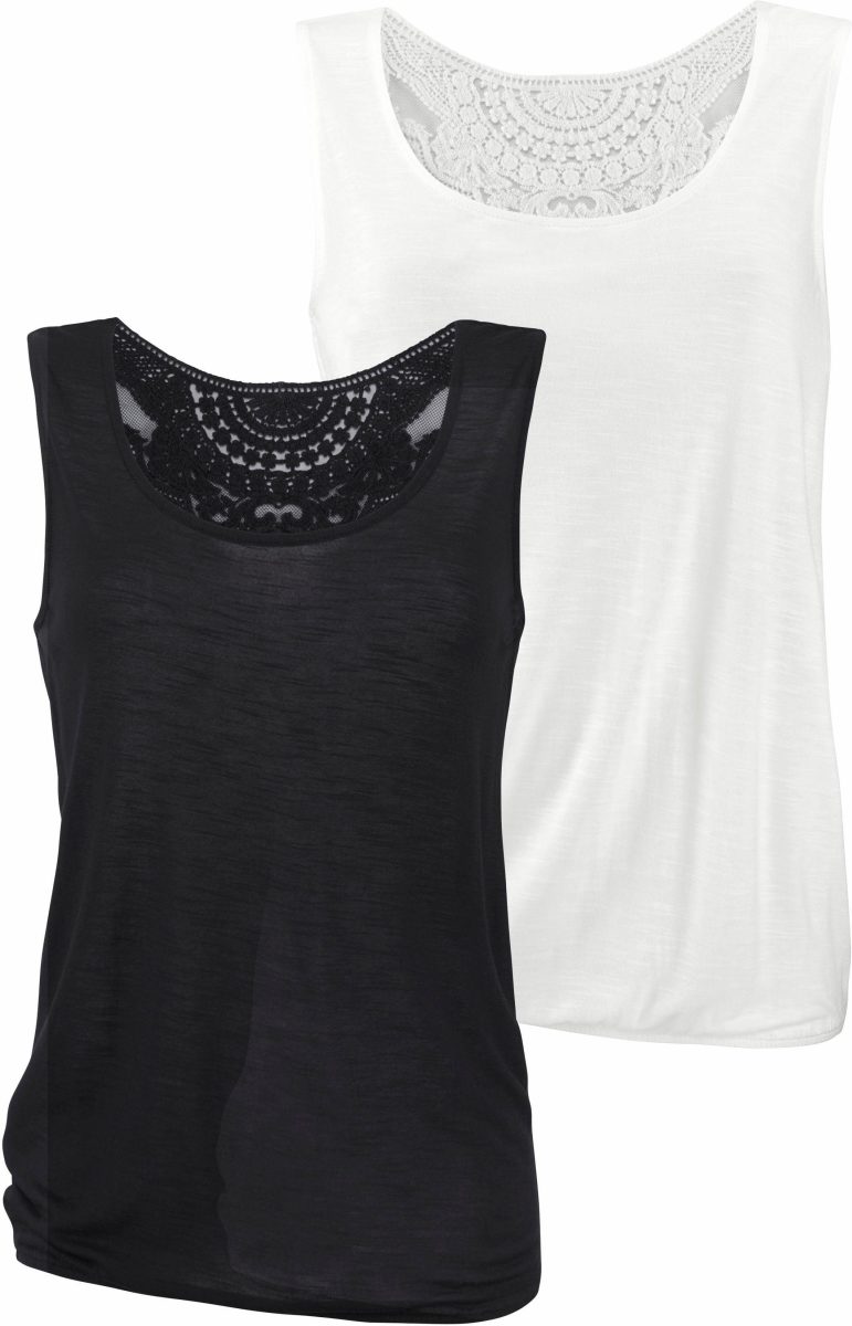 Beachtime Tanktop met kanten detail op de rug (Set van 2)
