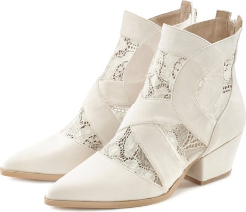Lascana Laarsjes Boots met modieuze kanten inzet en comfortabele blokhak, veganistisch