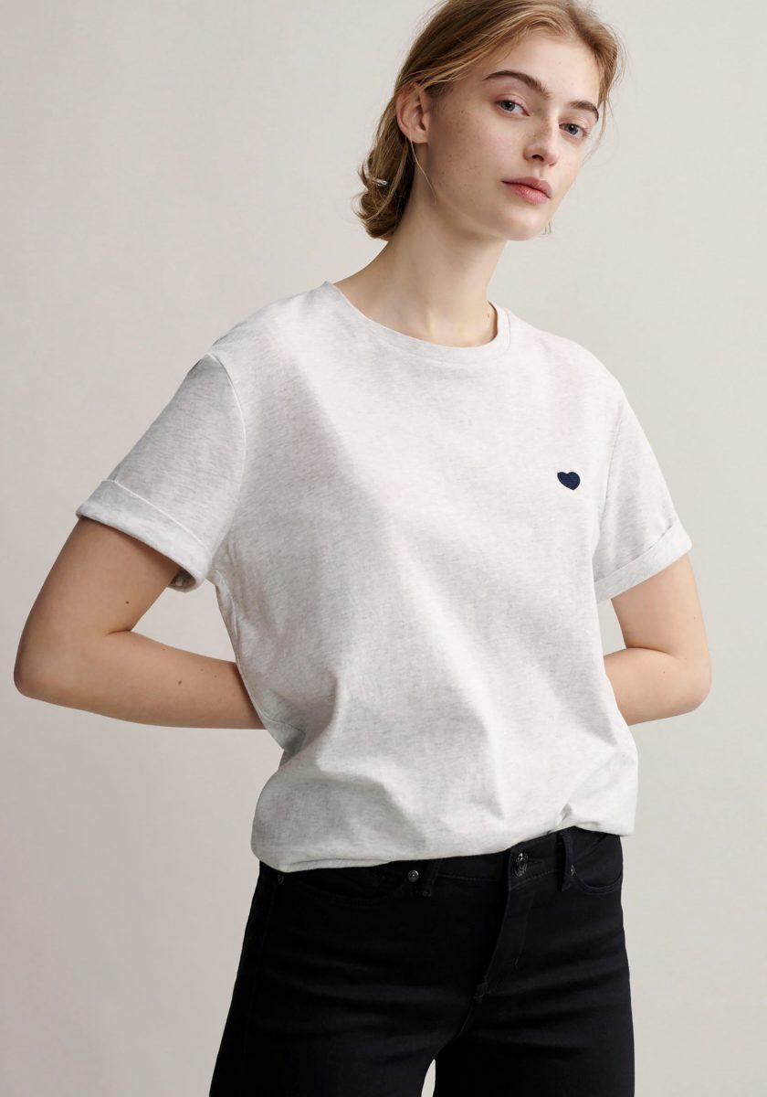 OPUS T-shirt Serz met klein hartborduursel