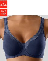 PETITE FLEUR Beugel-bh van katoen met kanten randje en bredere bandjes (Set van 2)